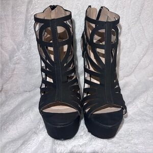 Charlotte Russe Black Strappy Platform Heeled Sandals